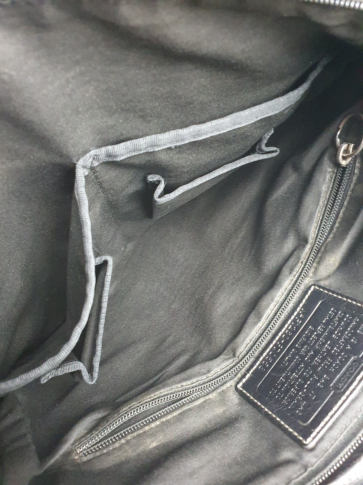 Coach Vintage Genuine Black Leather Tote Bag with Dual Front Pockets