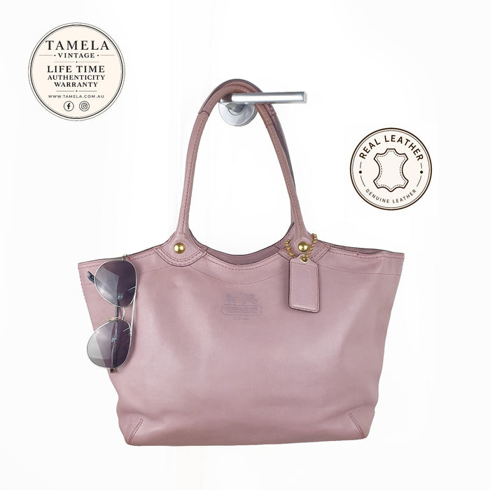 Coach Vintage Purple Leather Tote Bag