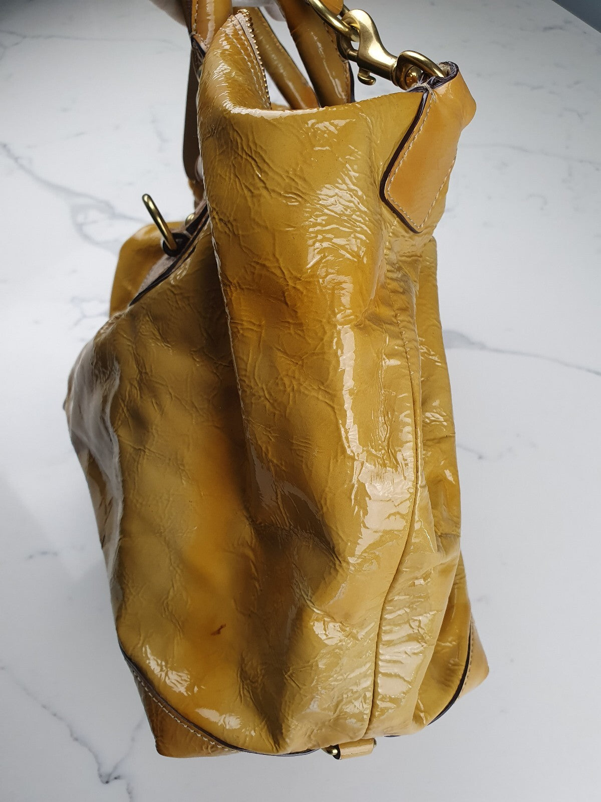 Coach Vintage Mustard Yellow Patent Leather Shoulder Bag