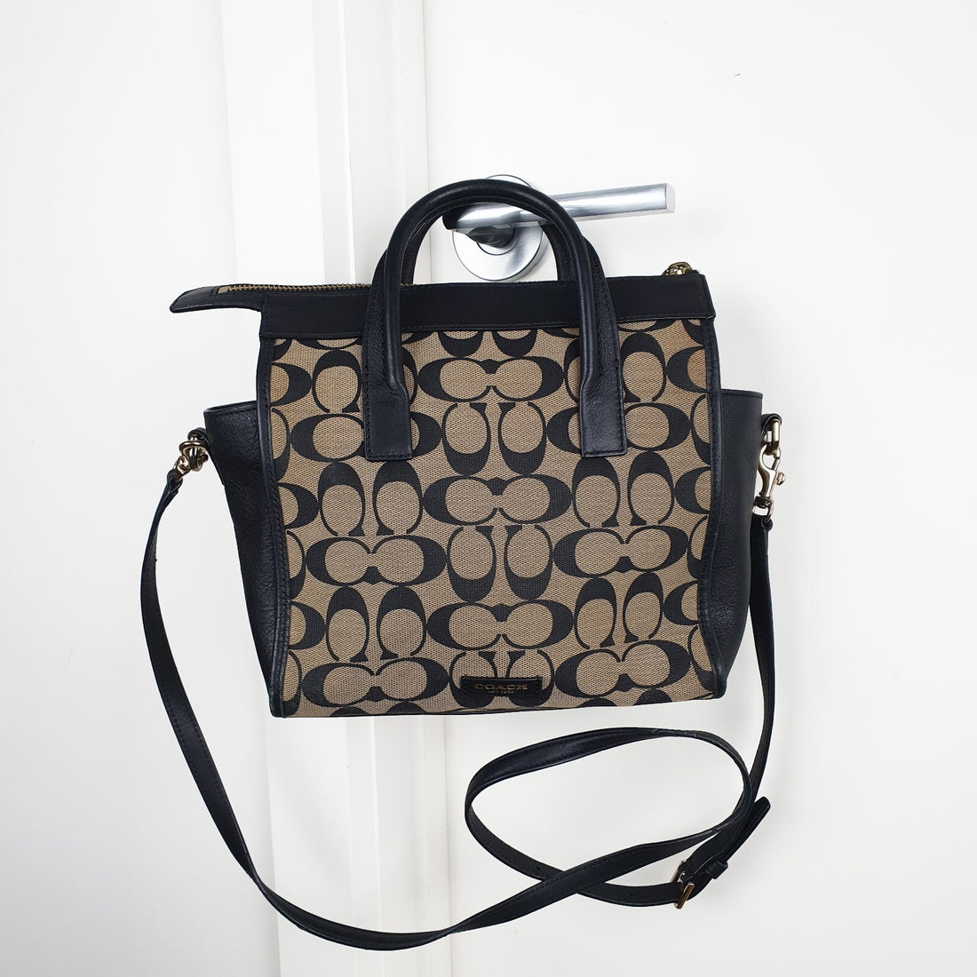 Coach Signature Canvas and Leather Satchel Bag