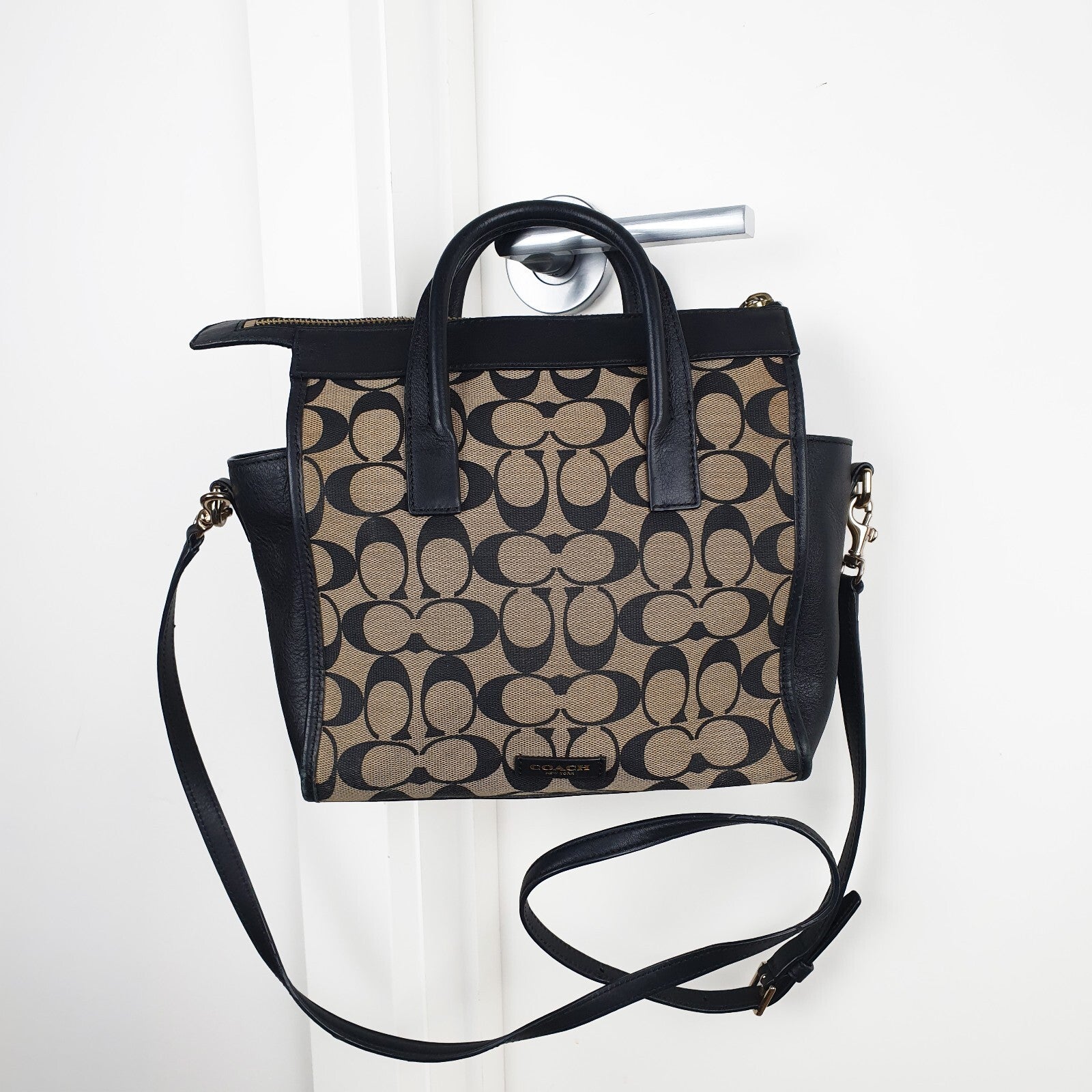 Coach Signature Canvas and Leather Satchel Bag