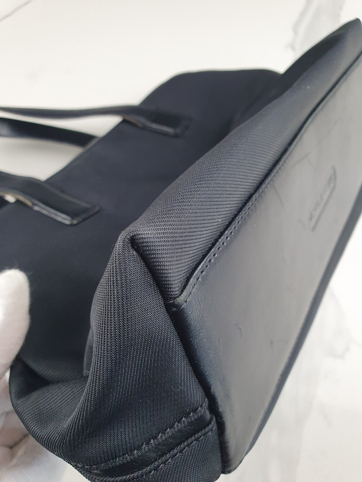 Vintage Coach Black Nylon and Leather Shoulder Bag