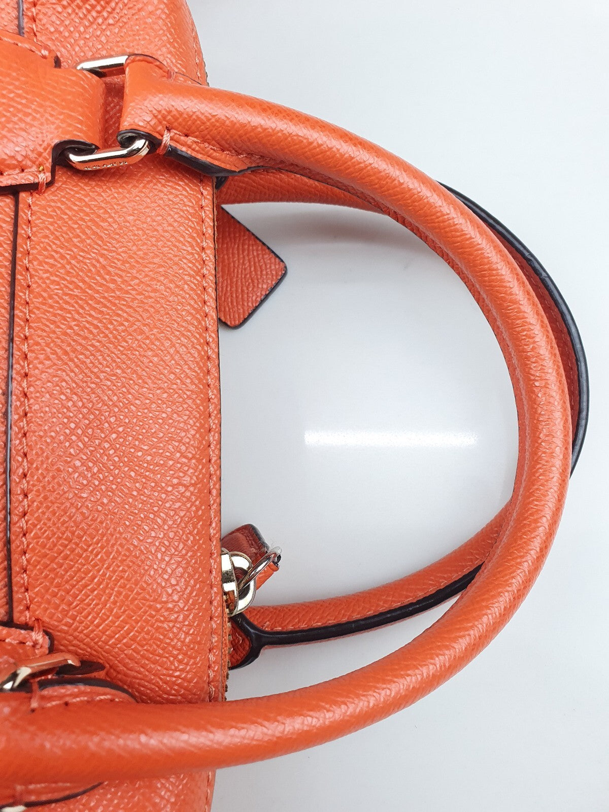 Coach Orange Leather Satchel Bag with Adjustable Strap
