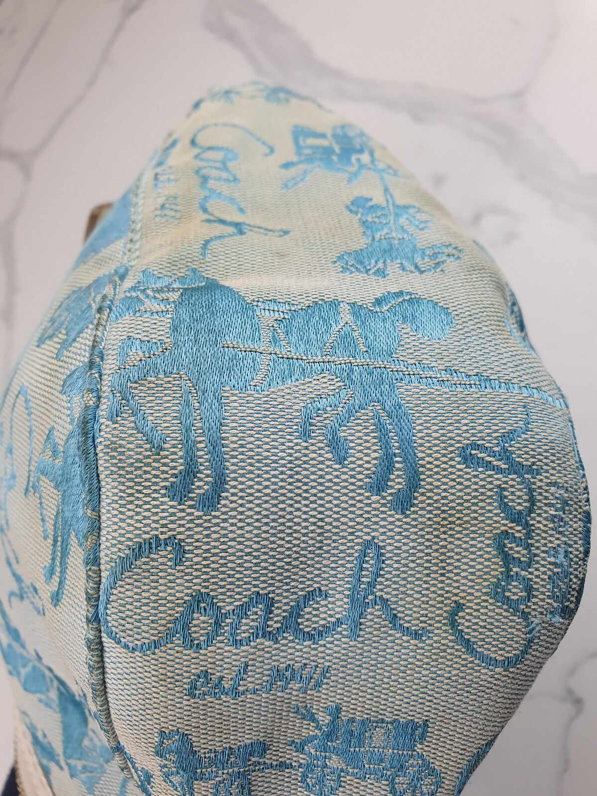 Coach Vintage Blue Canvas and White Leather Shoulder Bag