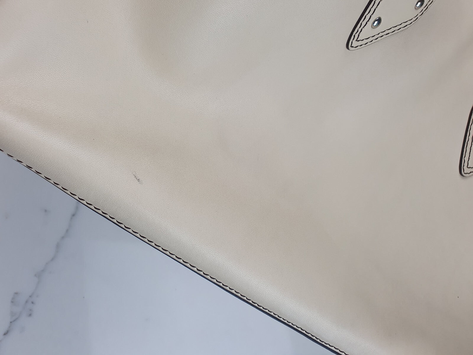 Cole Haan Beige Genuine Leather Tote Bag