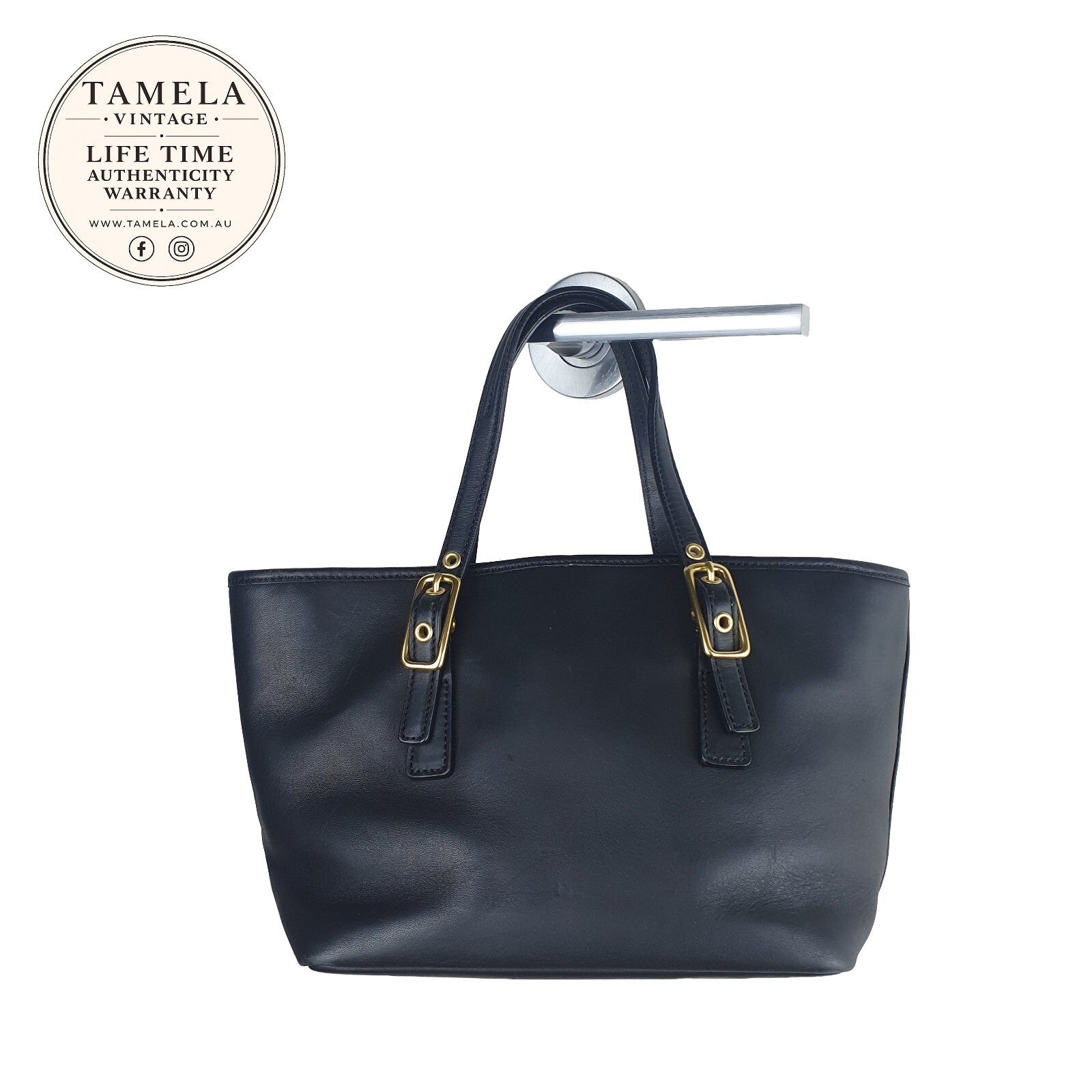 Coach Vintage Black Full-Grain Leather Shoulder Bag