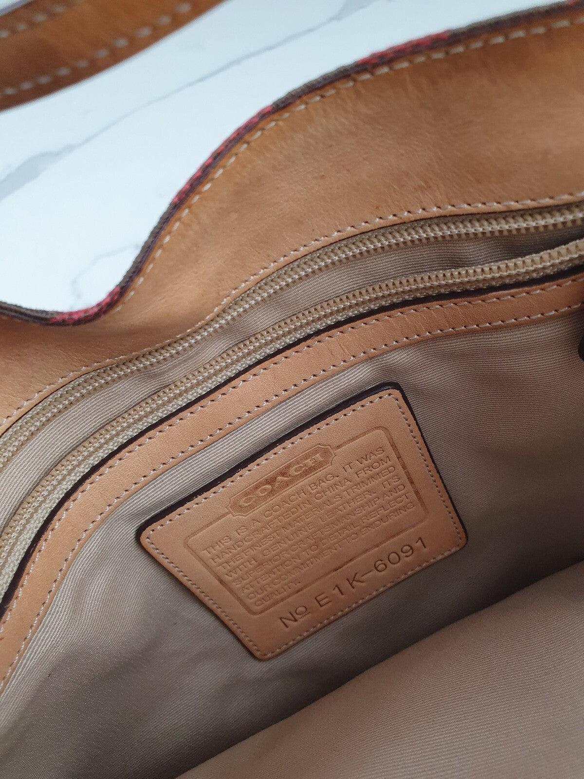 Coach Vintage Signature Canvas Shoulder Bag with Leather Trim