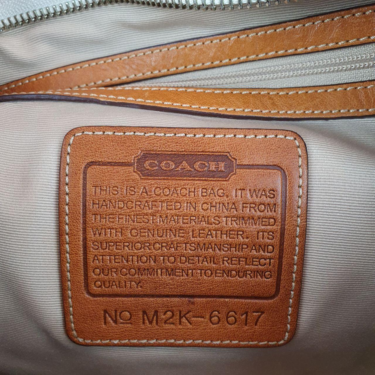 Authentic Vintage COACH 6351 Shoulder Hobo Bag White Signature Canvas Leather