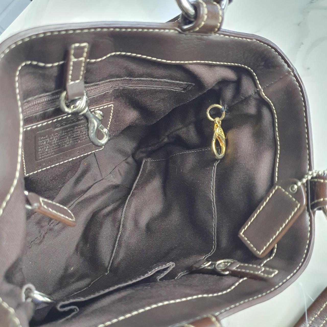 Authentic vintage Coach brown & tan bucket handbag with buckle detail
