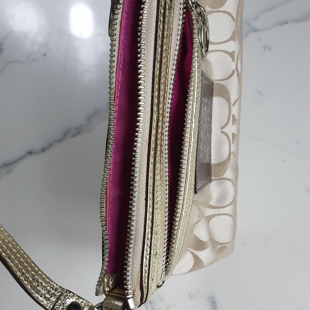 Authentic Coach signature mini purse with silver hardware