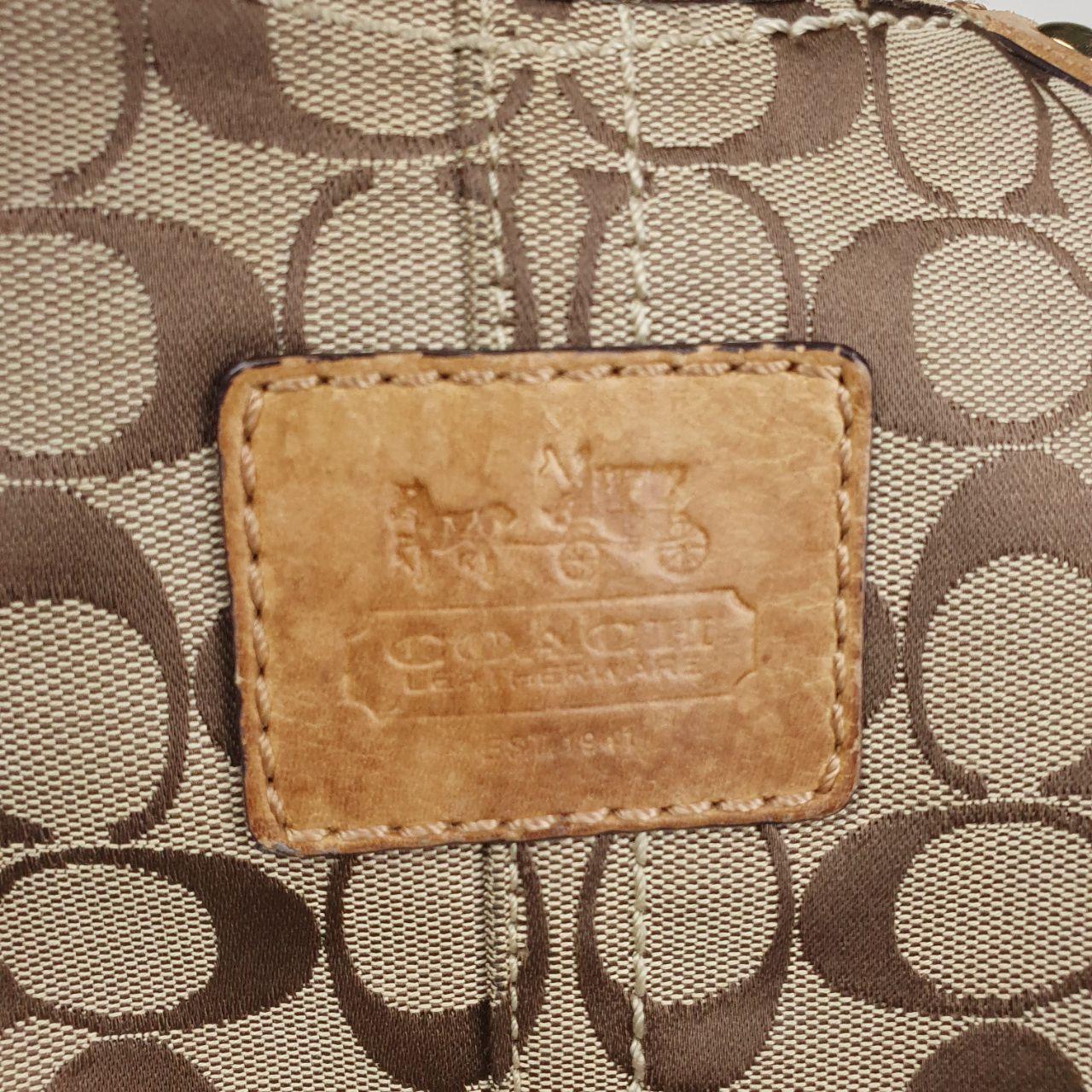 Coach Signature Canvas Tote Bag with Leather Trim