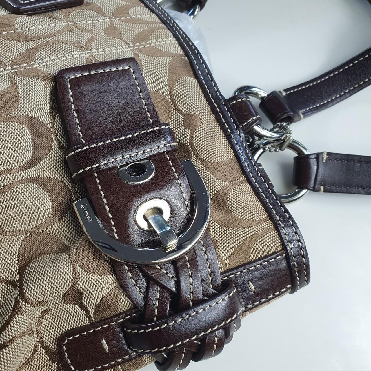 Authentic vintage Coach brown & tan bucket handbag with buckle detail