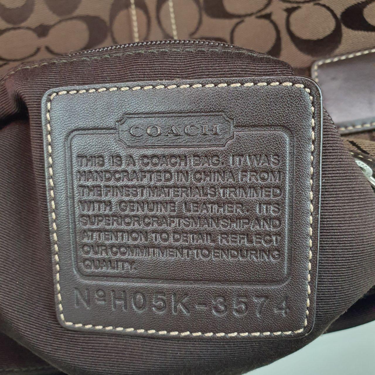 COACH Signature Shoulder Bag Canvas Dark Brown 3574 Bag