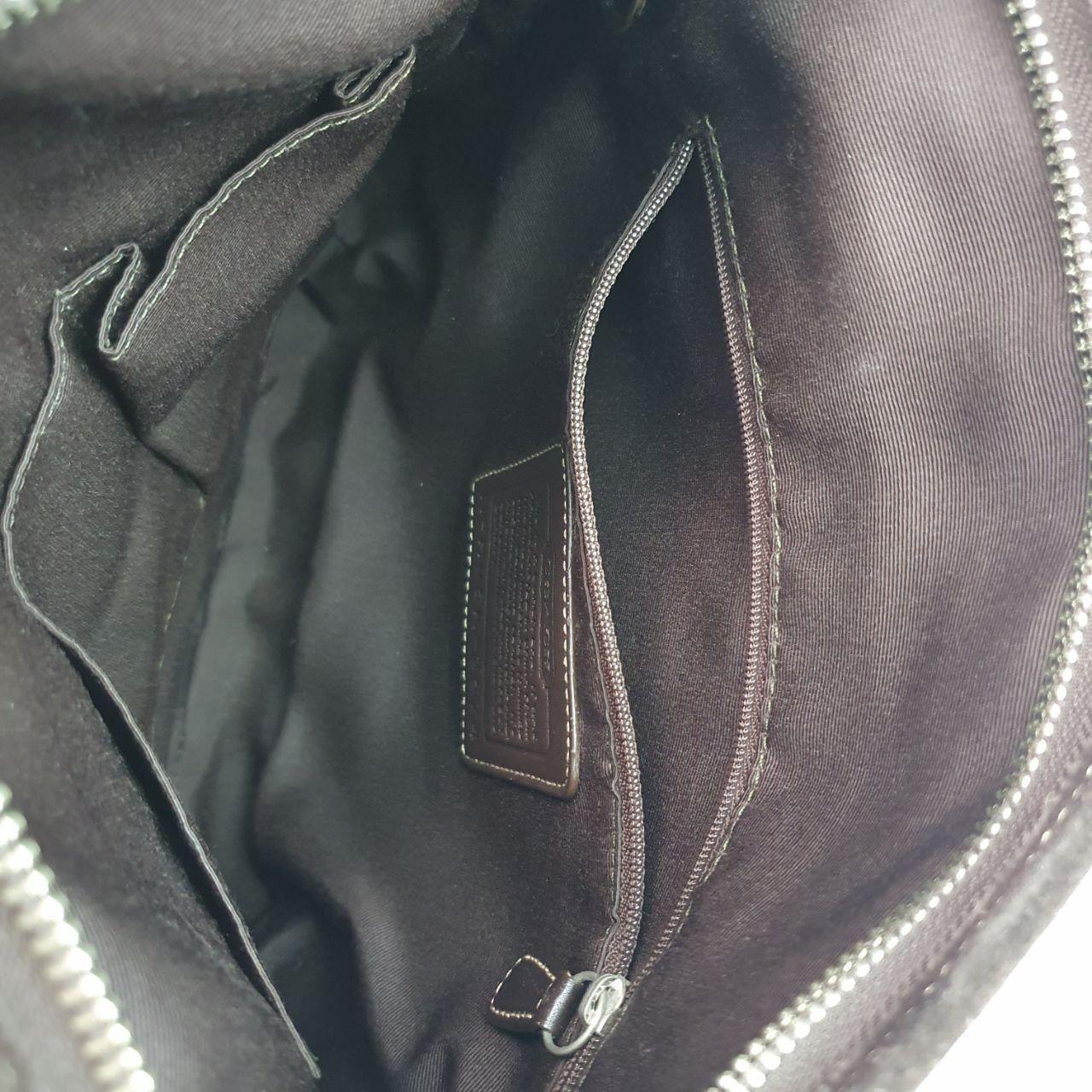 COACH Signature Shoulder Bag Canvas Dark Brown 3574 Bag
