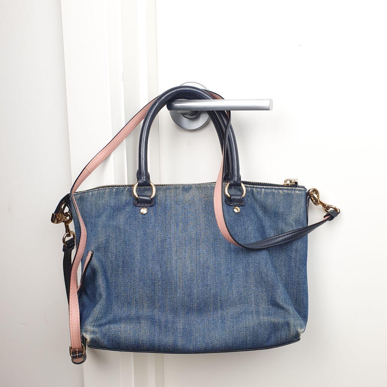 Authentic Coach Emma Mini Blue Denim and Leather handbag